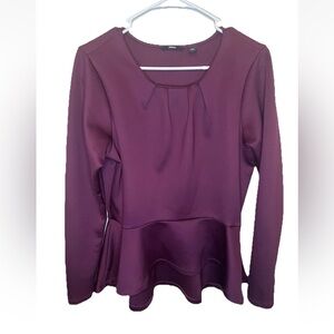 Betabrand Billion Dollar Peplum In Plum Size L Long Sleeve Blouse Top Shirt EUC